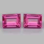 MATCHING PAIR OF 2x HUGE 20.0 CTW NATURAL PINK SAPPHIRE EMERALD CUT LOOSE GEMSTONES- 20.00 CARATS TOTAL!