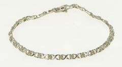 10K White Gold Hugs & Kisses XO Link Diamond Tennis Bracelet