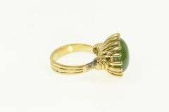 14K Yellow Gold Round Nephrite Cabochon 1960's Statement Ring