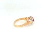 10K Yellow Gold Marquise Ruby Diamond Halo Statement Ring