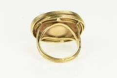 14K Yellow Gold 1960's Ornate Lapis Lazuli Cabochon Statement Ring