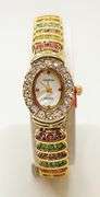 Ladies Geneva & Gemstone Watch, 18kt Yellow Gold Plated