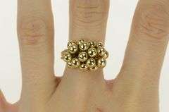 14K Yellow Gold Ball Cluster Tassel Shaker Pom Pom Statement Ring