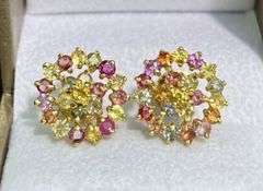 GORGEOUS 14KT SOLID YELLOW GOLD EARRINGS WITH NATURAL SAPPHIRES!