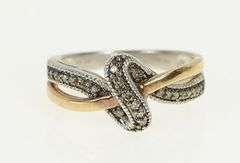 Sterling Silver Diamond Ornate Wavy Design Statement Band Ring