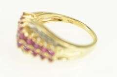 14K Yellow Gold Natural Ruby Diamond Band Statement Ring