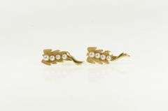 14K Yellow Gold 1960's Vintage Pearl Pea Pod Leaf Screw Back Earrings