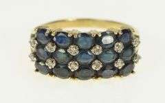 14K Yellow Gold Natural Sapphire Diamond Squared Statement Ring