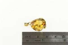 14K Yellow Gold Pear Citrine 1960's Ornate Vintage Statement Pendant