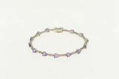 10K White Gold Pear Amethyst Diamond Accent Vintage Tennis Bracelet