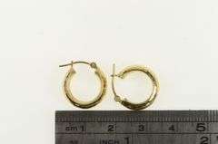 14K Yellow Gold Hammered Pattern 14.8mm Vintage Hoop Earrings