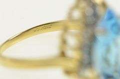 10K Yellow Gold Pear Blue Topaz Diamond Accent Cocktail Ring