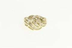 14K Yellow Gold 1.20 Ctw Baguette Diamond Wavy Statement Ring