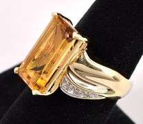 Stunning Citrine And Diamond Ring in Yellow Gold