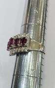 14kt Solid White Gold, Ruby, & Diamond Band Ring