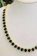 FANCY 14KT SOLID YELLOW GOLD, BLUE SAPPHIRE, & DIAMOND NECKLACE