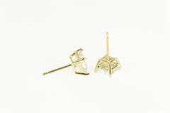 14K Yellow Gold Princess Solitaire Cubic Zirconia Vint. Stud Earrings