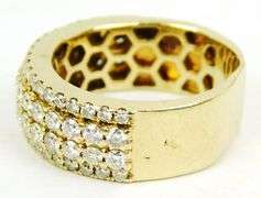 Dramatic Wide 10K Gold Band of Diamonds, Size 8.25