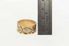 10K Yellow Gold Art Deco Ornate Blossom Flower 9.8mm Band Ring