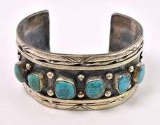 Turquoise Cuff Bracelet In Sterling Silver