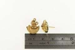 14K Yellow Gold Two Tone Noah's Ark Bible Story Stud Earrings