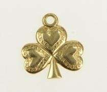 14K Yellow Gold Shamrock Clover Good Luck Saint Patrick Charm/Pendant