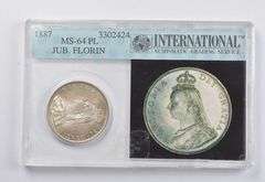 MS64 PL 1887 United Kingdom 1 Florin Jubilee INGS