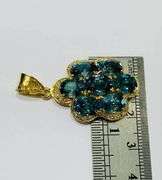 STUNNING 14KT SOLID YELLOW GOLD, 13.0+ CARAT BLUE ZIRCON & DIAMOND PENDANT