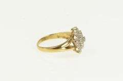 10K Yellow Gold Squared Vintage Diamond Cluster Statement Ring