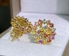 GORGEOUS 14KT SOLID YELLOW GOLD EARRINGS WITH NATURAL SAPPHIRES!