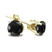 14K Yellow Gold Black Diamond Stud Earrings