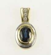14K Yellow Gold Natural Sapphire Diamond Statement Pendant