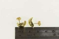 14K Yellow Gold Geometric Curved Squared Semi Hoop Stud Earrings