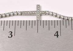 CZ Cross Adjustable Bracelet In Sterling Silver