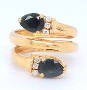 Fantastic Yellow Gold 1.95ctw Double Pear Sapphire and Diamond Wrap Around Ring