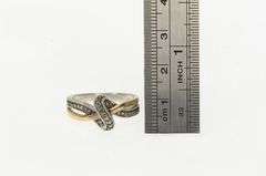 Sterling Silver Diamond Ornate Wavy Design Statement Band Ring