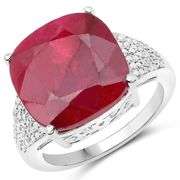 Impressive Rhodium Plated 14 Ct Natural Ruby Ring