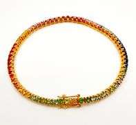 GORGEOUS 18KT SOLID YELLOW GOLD AND 6.0 CARAT RAINBOW SAPPHIRE BRACELET!