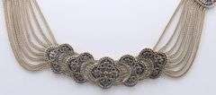 Byzantine Sterling Silver Multi Chain 7 Ornate Stations Arabic Necklace