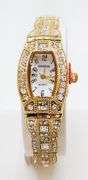 Ladies Geneva & Gemstone Watch, 18kt White Gold Plated