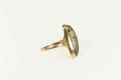 10K Yellow Gold Dendritic Agate Rigid Navette Vintage Ring