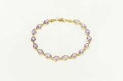 14K Yellow Gold Retro Lozenge Cut Amethyst Vintage Tennis Bracelet