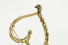 14K Yellow Gold 1960's Birthstone Heart Love Sapphire CZ Pin/Brooch