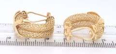 Elegant Yellow Gold X Mesh Hoop Earrings