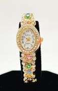 Ladies Geneva & Gemstone Watch, 18kt Yellow GP Cuff