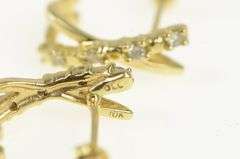 10K Yellow Gold X Criss Cross Diamond Semi Hoop Curved Earrings