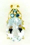 14K Aquamarine & Blue Diamonds Pendant