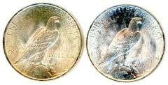 Two Peace Silver Dollars from 1922 in AU/Unc