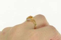 14K Yellow Gold Pear Citrine Diamond Cluster Chevron Ring