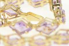 14K Yellow Gold Retro Lozenge Cut Amethyst Vintage Tennis Bracelet